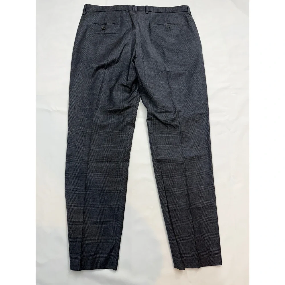 JCREW Mens 34x30 Plaid Bowery Straight Leg Wool Blend Dress Suit Pants YY19